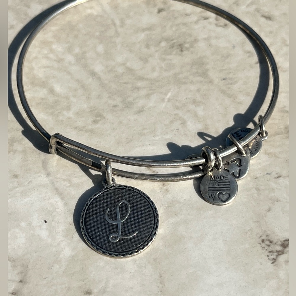 Alex and Ani script L initial bangle